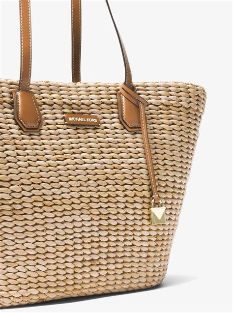 michael kors malibu woven straw tote bag|Malibu Large Straw Tote Bag .